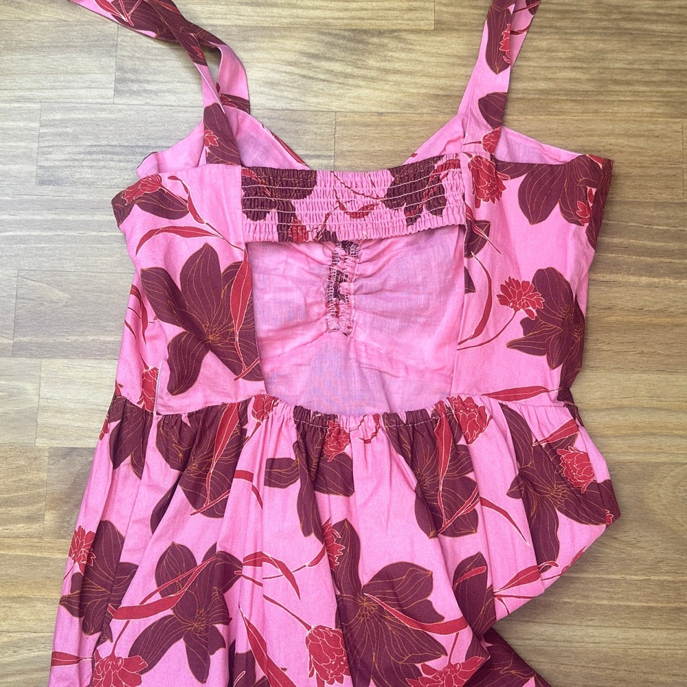 NWOT Du Paradis Pink Floral Backless Cotton Midi Dress Medium - Picture 10 of 12
